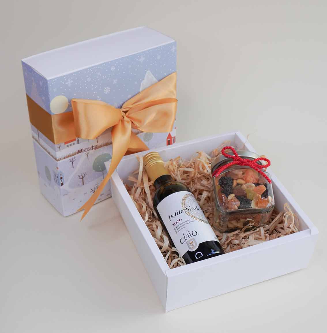 Regalo de Navidad - mini vino y frutos secos