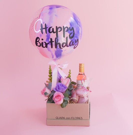 florería envía flores con globos de cumpleaños